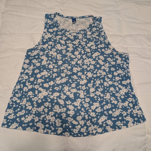 Blue Floral Old Navy Sunday Sleep Soft Sleeveless Shirt (Size M) - Picture 2 of 3